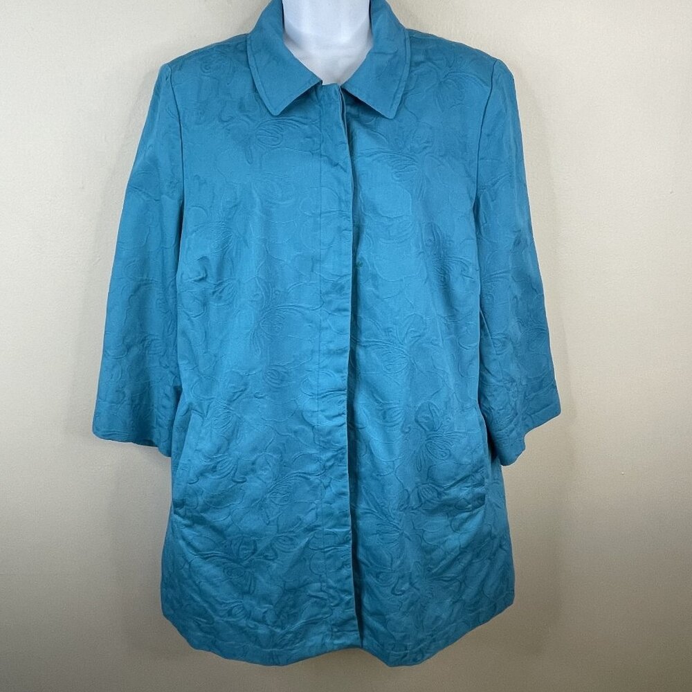 Chico's Career Jacket Womens 2 Large Button Up‎ Overcoat Trench Business Casual